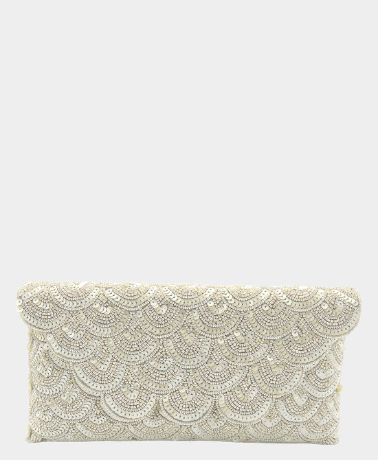 
Beaded Pearl & Sequin Clutch in IVORY view 1