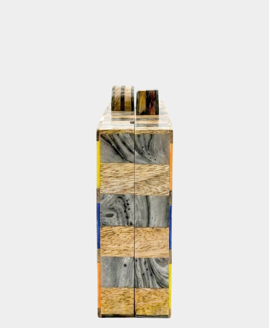 
Wood Multicolor Clutch in BEIGE MULTI view 2