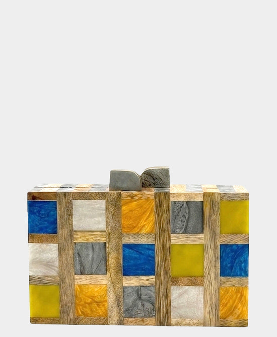 
Wood Multicolor Clutch in BEIGE MULTI view 1