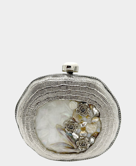 
Pearl Shell Evening Bag in SILVER/PEARL view 1