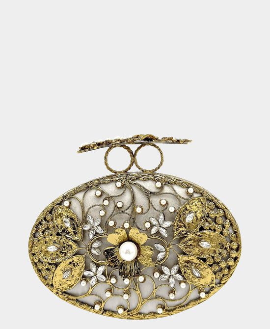 
Flower Pearl Evening Bag in GOLD/PEARL view 1