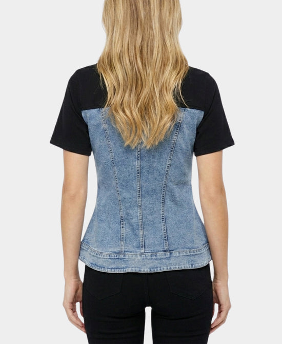 
Denim Peplum Tee in BLACK view 2