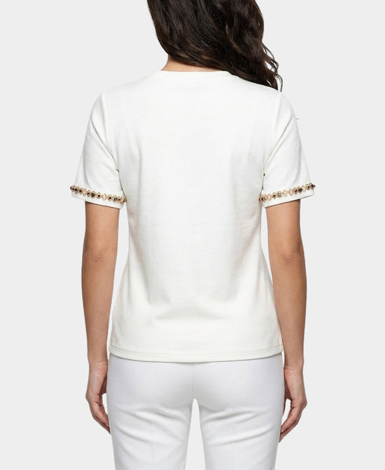
Tee w/ Stone Trim in WHITE view 2