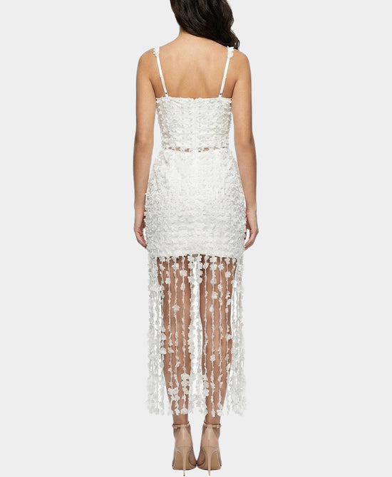 
Top w/ Pearls & Midi Skirt w/ Fringe Set- 2 Pc Set in WHITE view 2