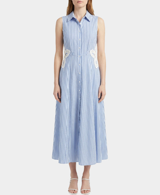 Midi Shirt Dress w/ Embroidered Detail & Beads view 1