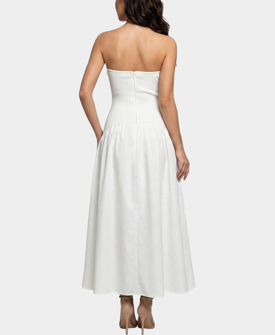 
Strapless Drop Waist Maxi Dress in WHITE view 2