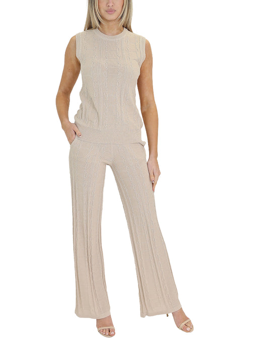 Cable Knit Top & Pants Set- 2 Pc Set view 