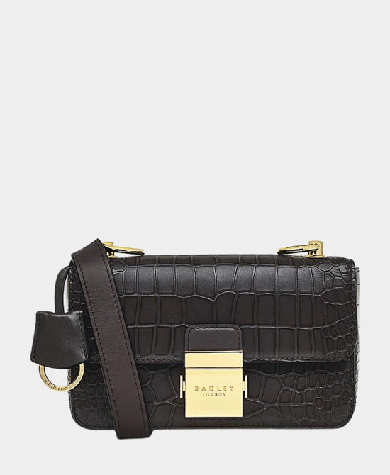 Croc Print Leather Crossbody Bag view 