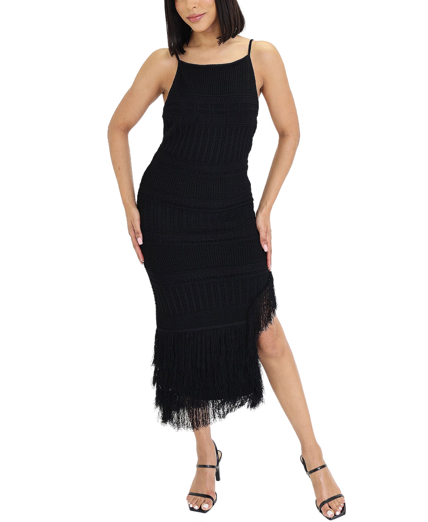 Knit Midi Dress w/ Fringe view 1