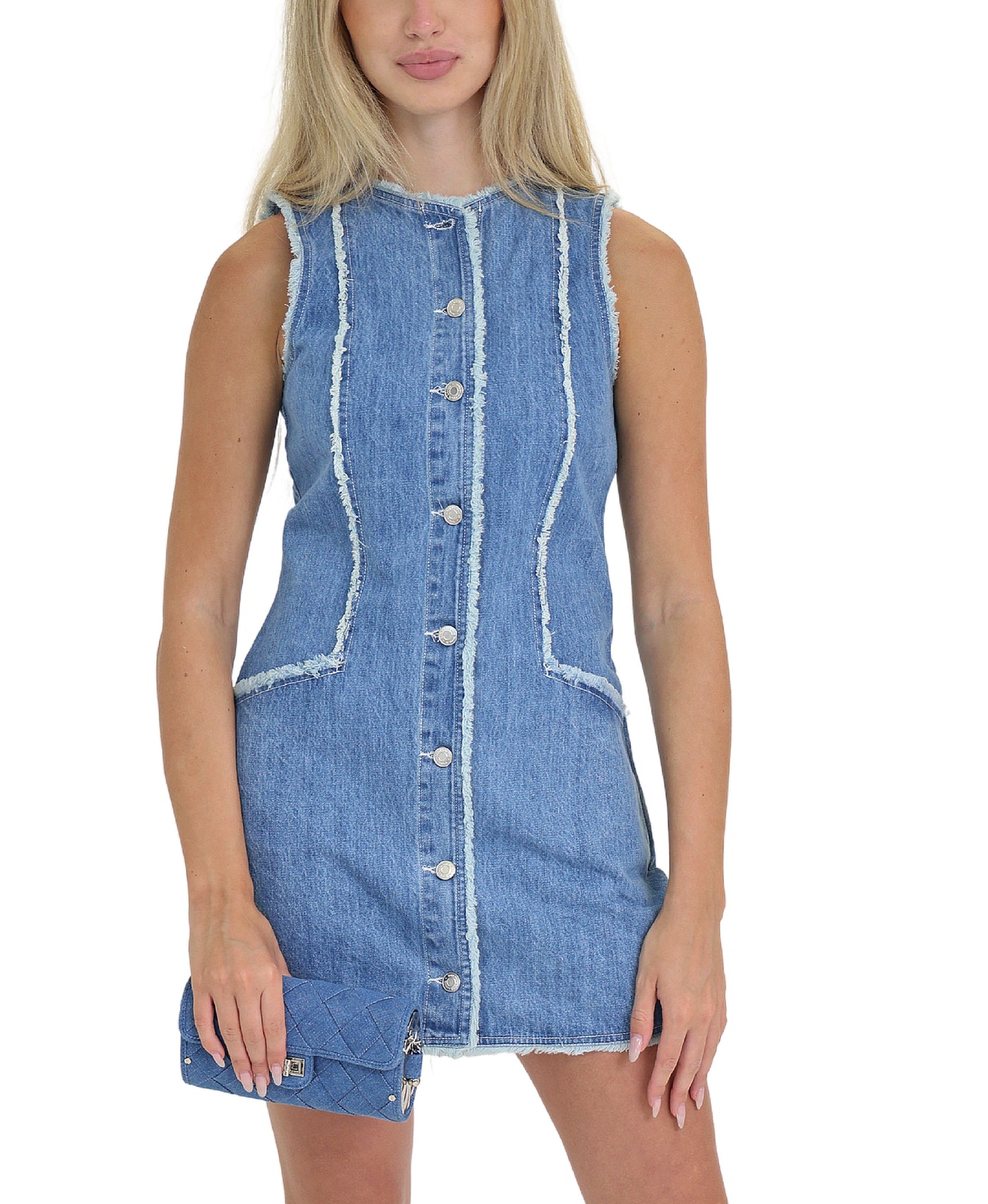 Frayed Denim Dress view 1