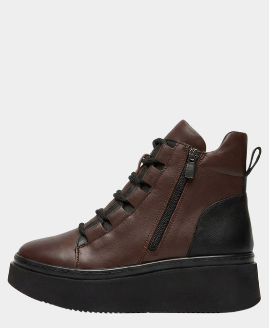 
Leather Lace Up Platform Bootie in BROWN/BLACK view 2