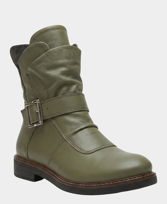 
Leather Buckle Bootie in LIGHT GREEN view 1