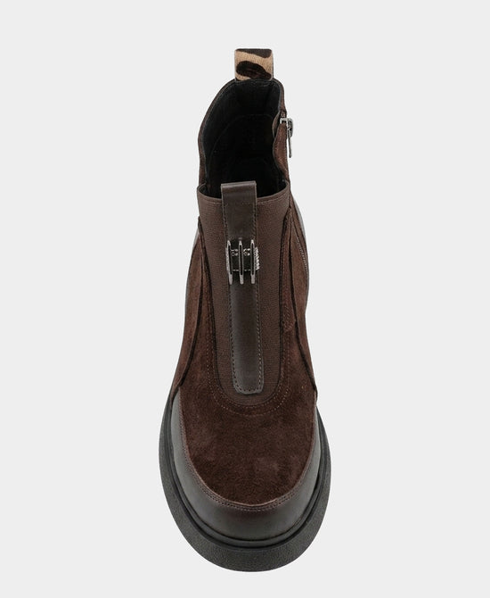 
Leather & Suede Leopard Bootie in BROWN view 2