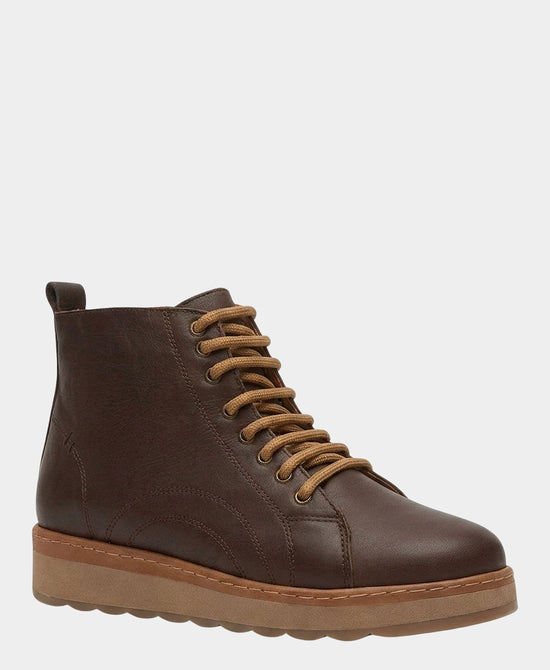 
Leather Lace Up Bootie in BROWN view 1