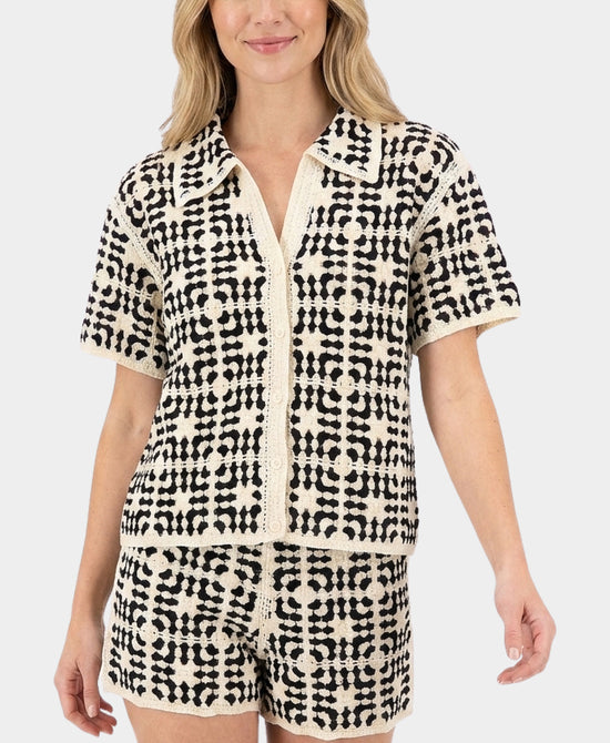 
Crochet Top in CREAM/BLACK view 1