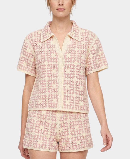 
Crochet Top in CREAM/PINK view 1