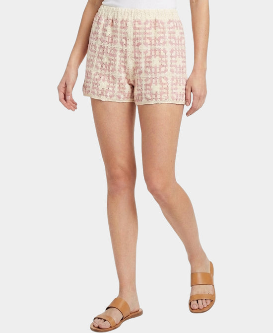 
Crochet Shorts in CREAM/PINK view 1