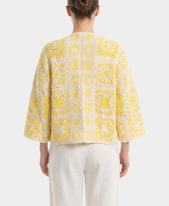 
Crochet Granny Patch Cardigan in YELLOW/BEIGE view 2