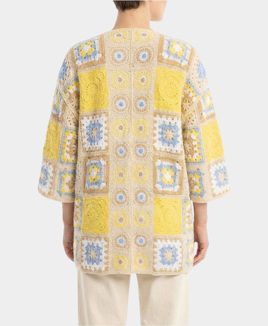 
Crochet Granny Patch Cardigan in YELLOW/BEIGE view 2