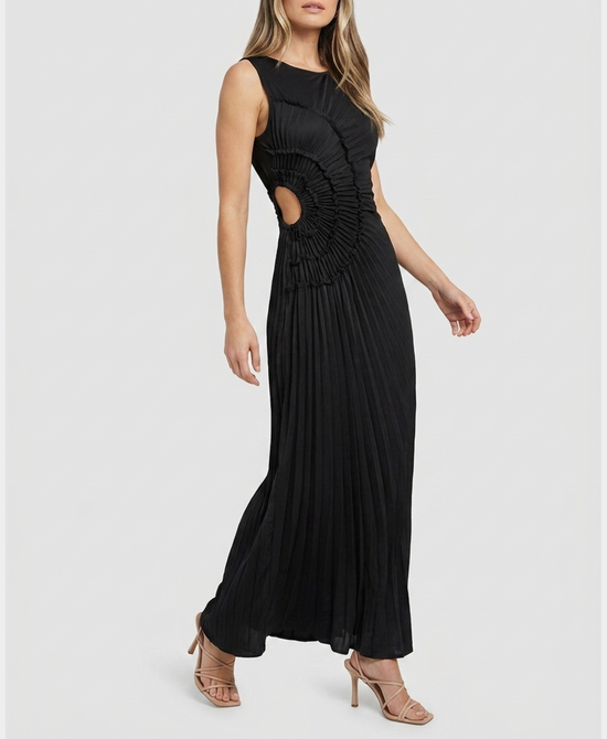 
Pleated Maxi Dress in BLACK view 2