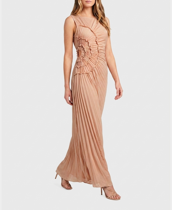 
Pleated Maxi Dress in CHAMPAGNE view 2