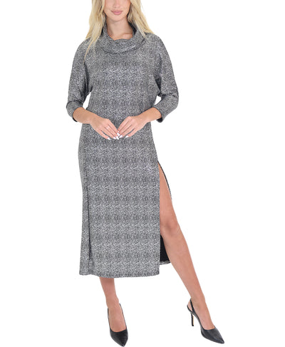 Metallic Cowl Neck Midi Dress image 1