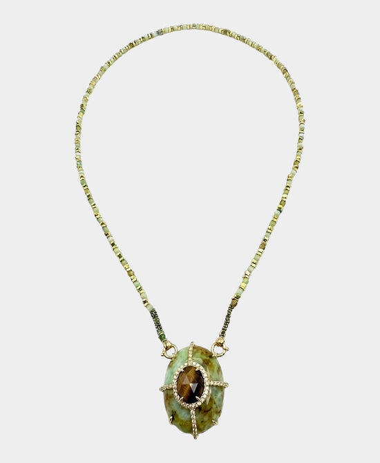 
Natural Stone Long Pendant Necklace in GREEN MULTI view 2