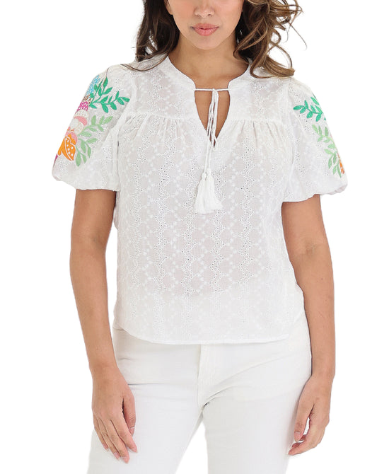 Eyelet Top w/ Embroidery  view 1