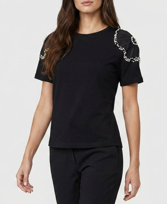 
Top w/ Pearl & Rhinestone Detail in BLACK view 1