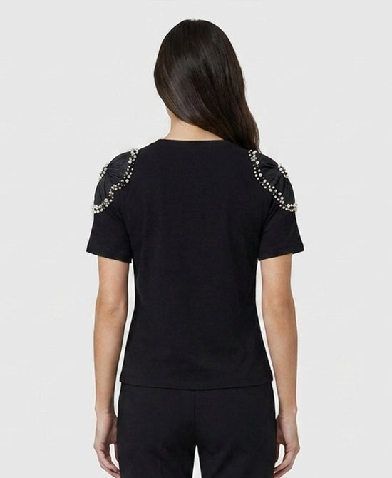 
Top w/ Pearl & Rhinestone Detail in BLACK view 2