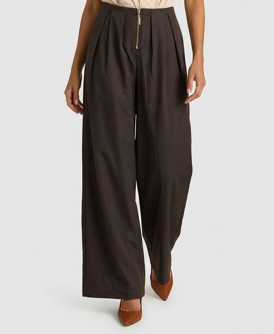 
Pleated Twill Pants in BROWN view 1