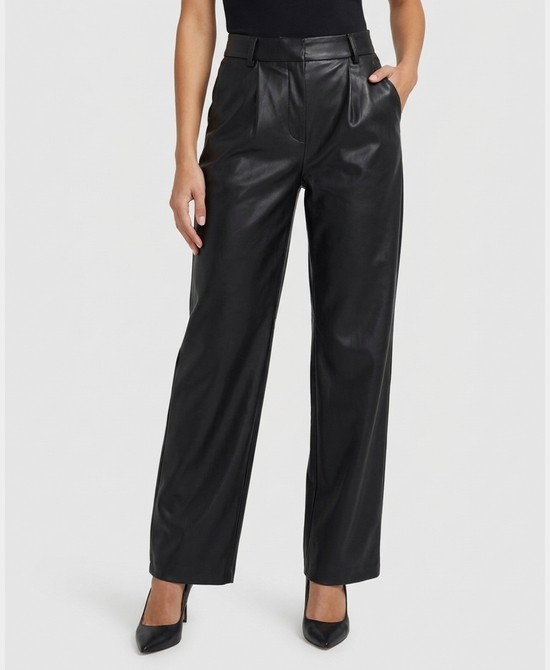 
Faux Leather Pleated Pants in BLACK view 1