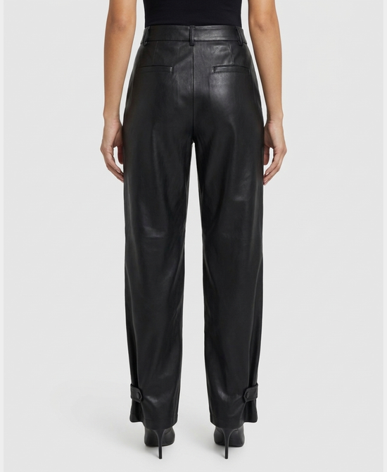 
Faux Leather Pleated Pants in BLACK view 2