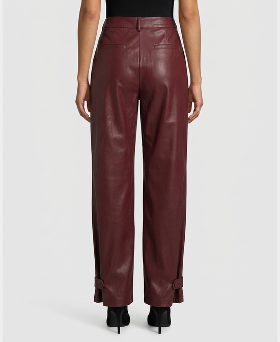 
Faux Leather Pleated Pants in BURGUNDY view 2