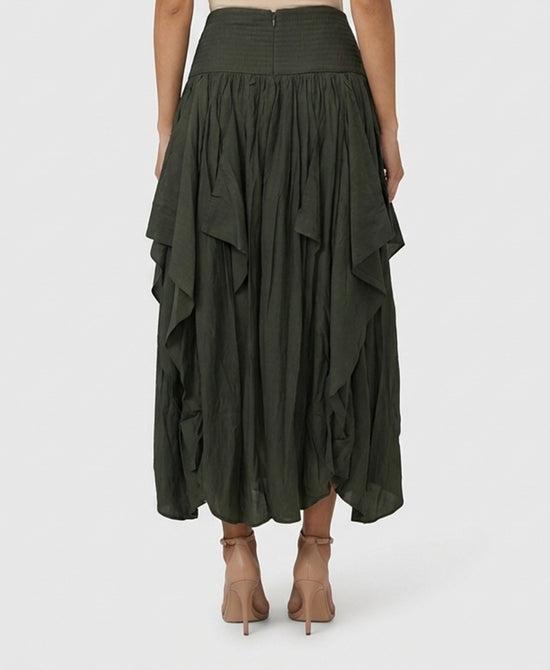 
Ruffle Maxi Skirt in DARK OLIVE view 2