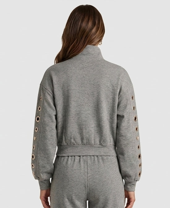 
Gold Grommet & Jeweled Track Jacket in GREY view 2