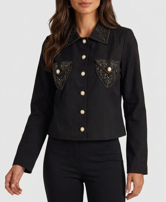 
Crystal Studded Shacket in BLACK view 1