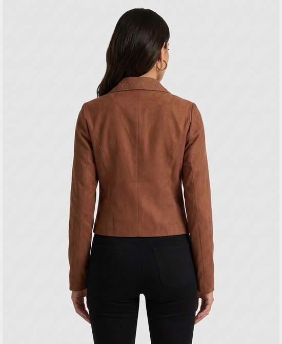 
Crystal Studded Shacket in BROWN view 2