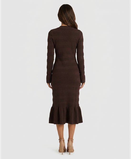 
Knit Maxi Dress w/ Rhinestones in BROWN view 2