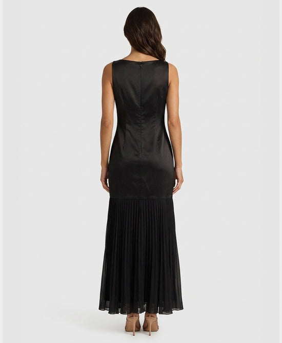 
Satin & Chiffon Maxi Dress in BLACK view 2