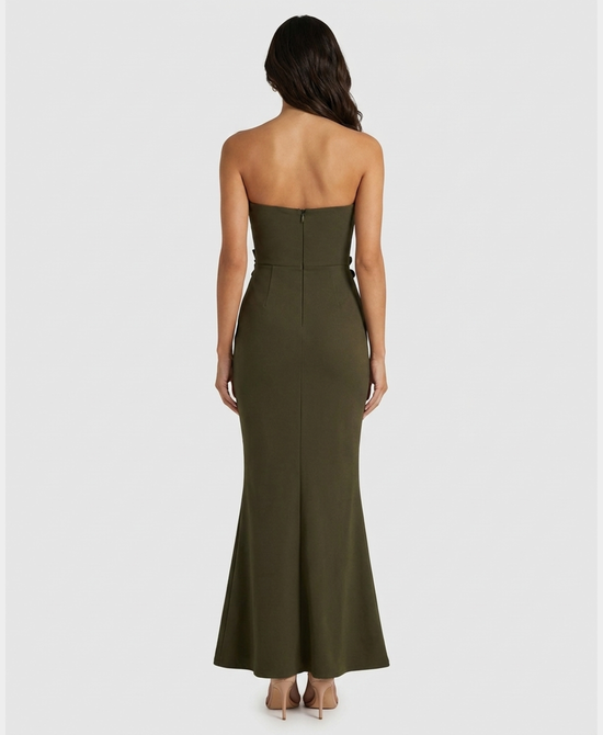 
Strapless Bandage Maxi Dress w/ Flowers in OLIVE view 2