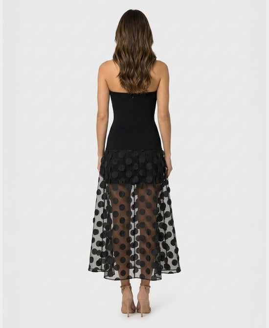 
Bandage Tube Maxi Dress w/ Sheer Dot Bottom in BLACK view 2
