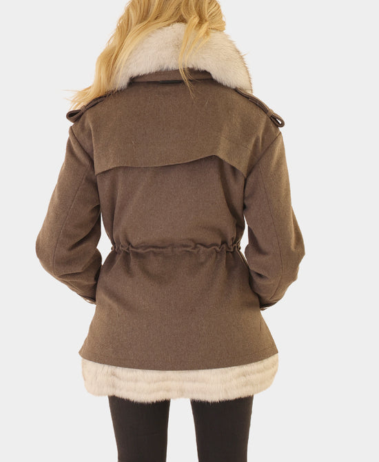 Wool Coat w/ Fox Fur Trim view 