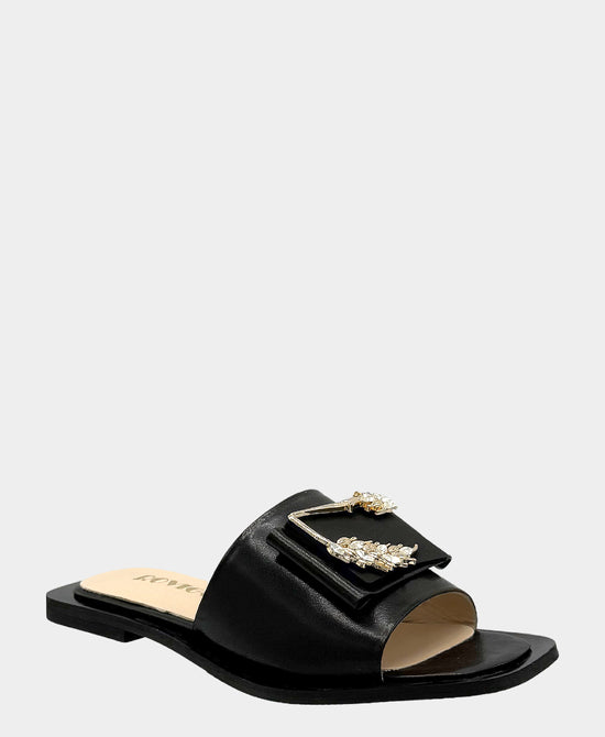 
Leather Sandal w/ Crystals in BLACK view 1