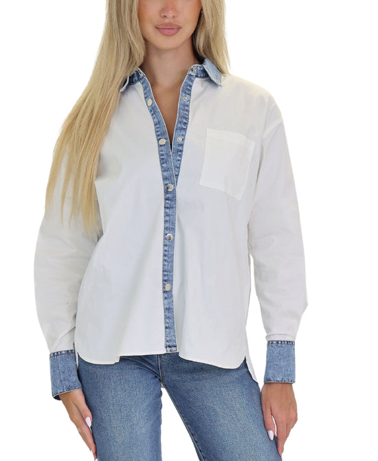 Blouse w/ Denim Trim view 