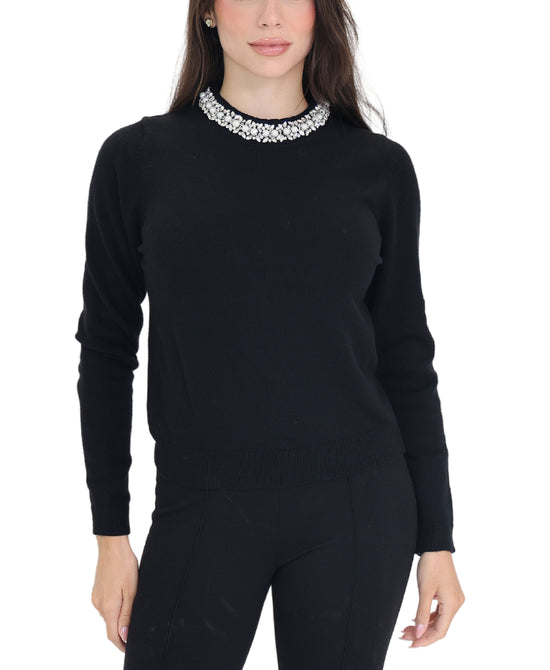 Sweater w/ Pearls & Jewels view 
