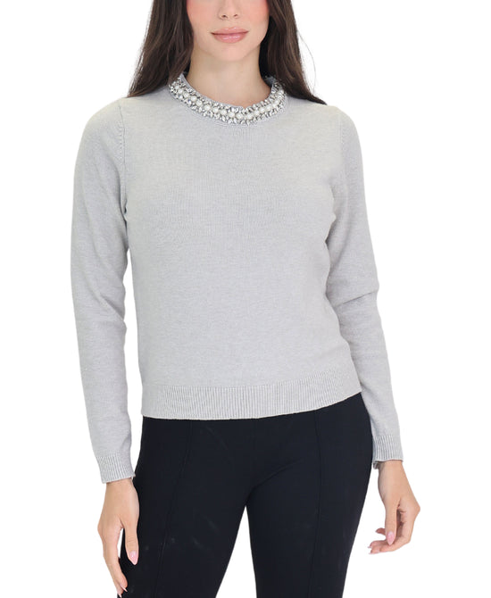 Sweater w/ Pearls & Jewels view 