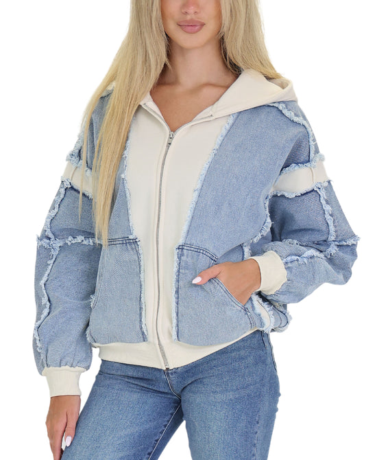 Hoodie w/ Denim Trim view 