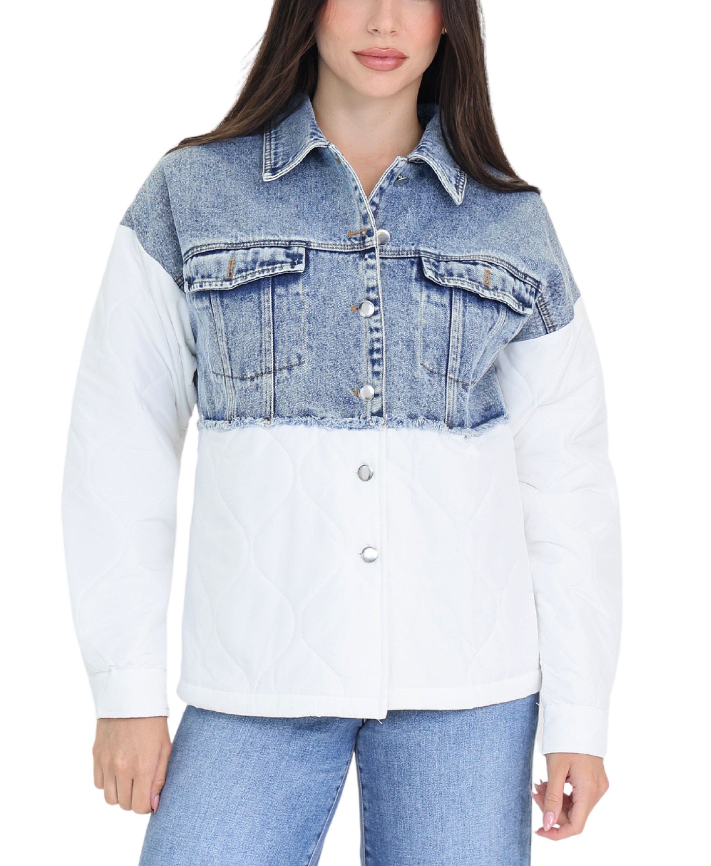 Quilted Jacket w/ Denim Trim view 1