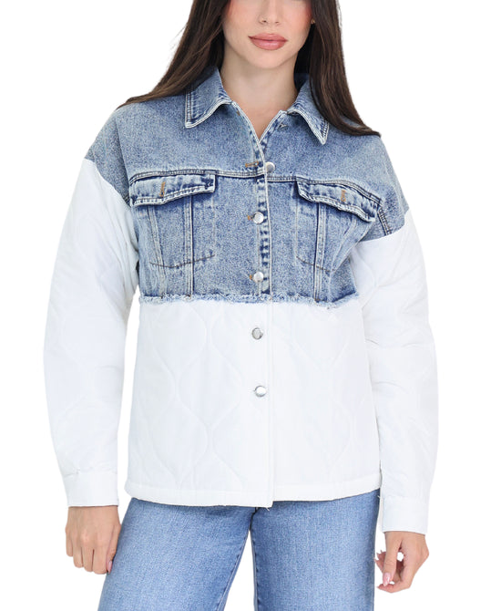 Quilted Jacket w/ Denim Trim view 